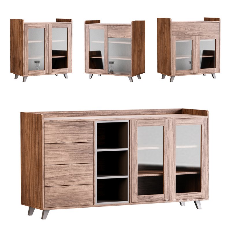 Asian Brown Wood Sideboard - Image 1