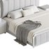 White Upholstered Bed with Headboard - Thumbnail 18