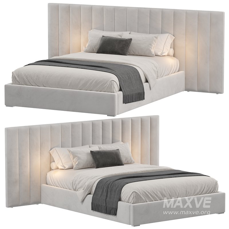 Pablo Cream Velvet Queen Bed - Image 1