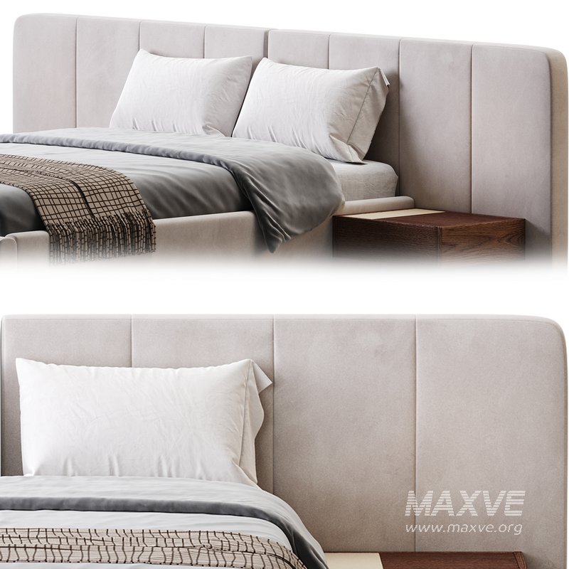 American Queen Size Bed Offered in Velvet with Floating Nightstands - Image 17