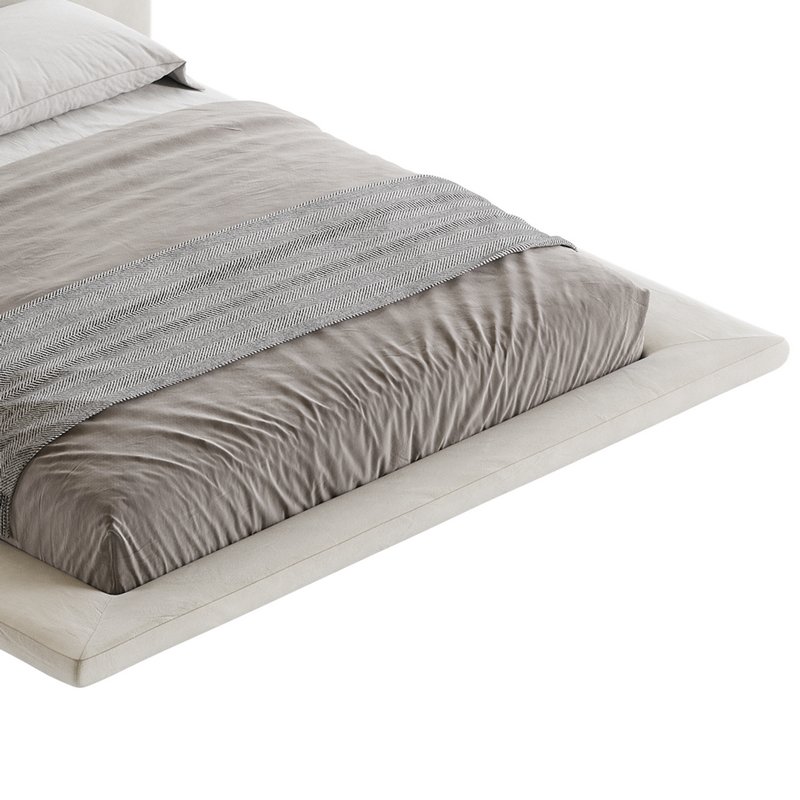 Cesar Suede Fabric Contemporary Minimalist Bed - Image 17