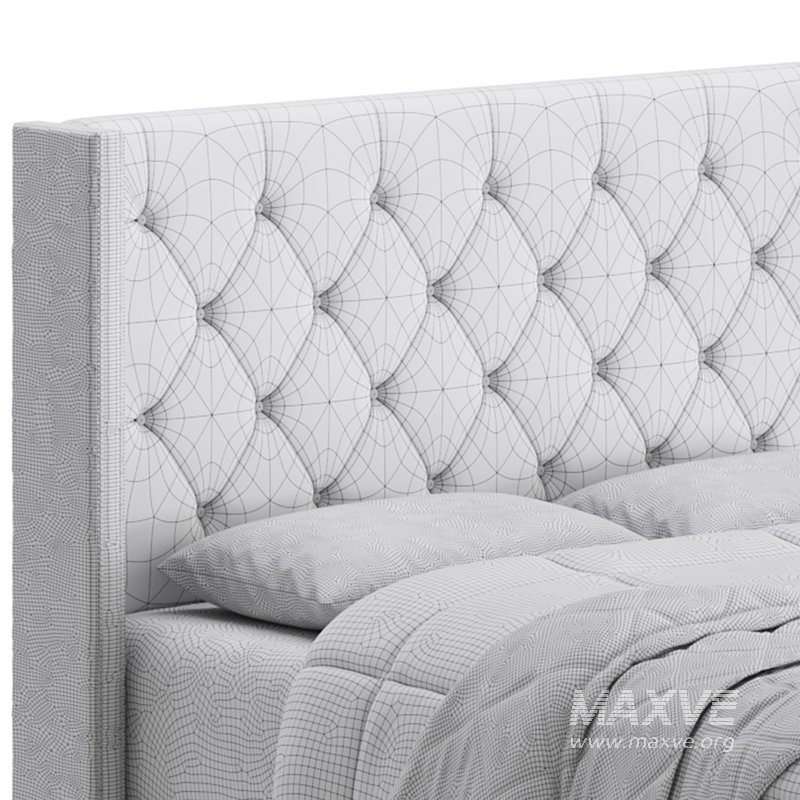 Fabric Low Profile Double Bed Frame with Nail Snaps - Image 19