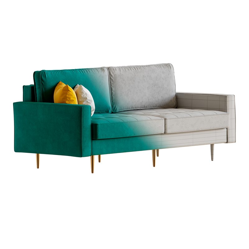 Velvet Fabric Sofa Couch - Image 20