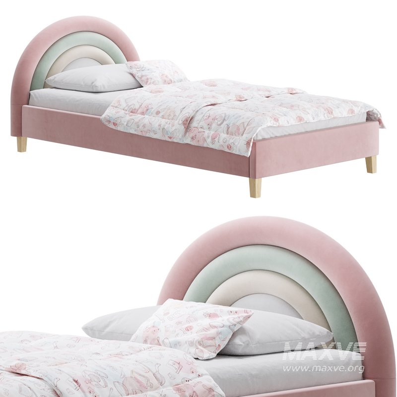 Rainbow Kids Velvet Finish Bed - Image 4