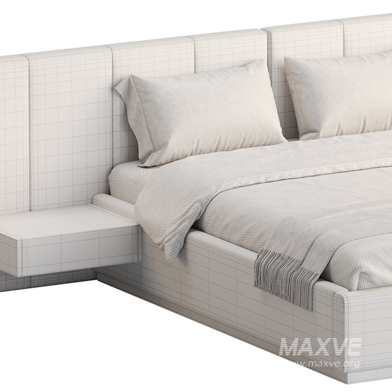 American Queen Size Bed Offered in Velvet with Floating Nightstands - Image 21