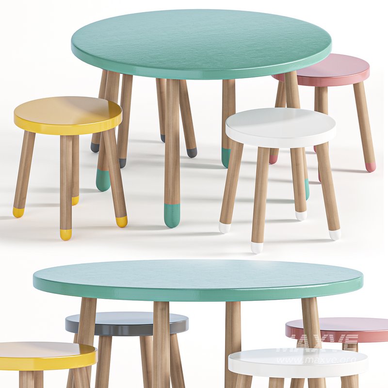 Round table and stool for children by Etsy - Image 2
