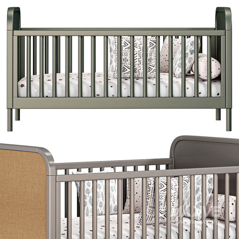 Maren White and Cane Baby Crib By Crateandbarrel - Image 1