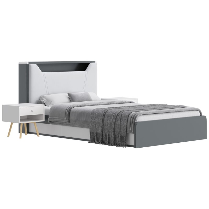 Gray Faux Leather Upholstered Bed - Image 2