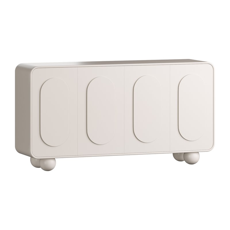 White Solid and Manufactured Wood Sideboard Credenza - Image 2