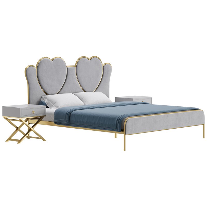 Glam Upholstered Headboard Bed - Image 2
