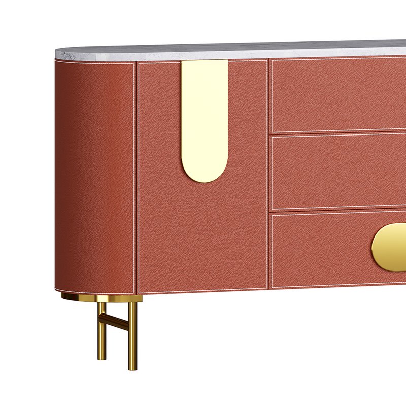 Modern Metal Sideboard Credenza with Three Drawers Narrow Size - Image 4