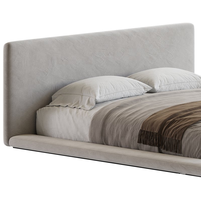 Cesar Suede Fabric Contemporary Minimalist Bed - Image 3