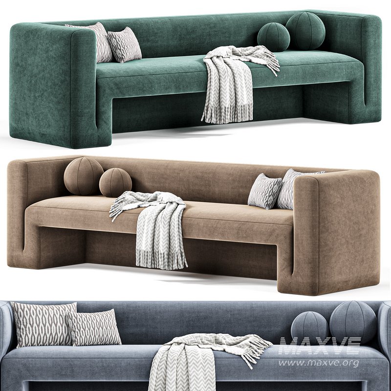 MATRA DEEP TEAL VELVET SOFA BY CB2 - Image 1