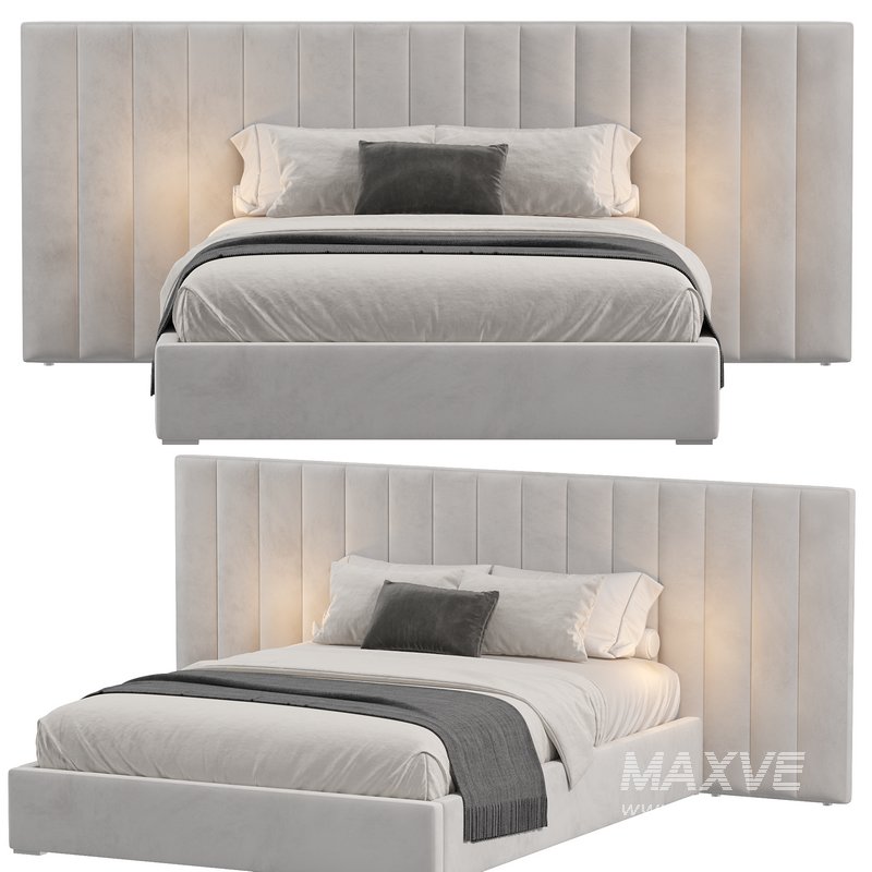 Pablo Cream Velvet Queen Bed - Image 2