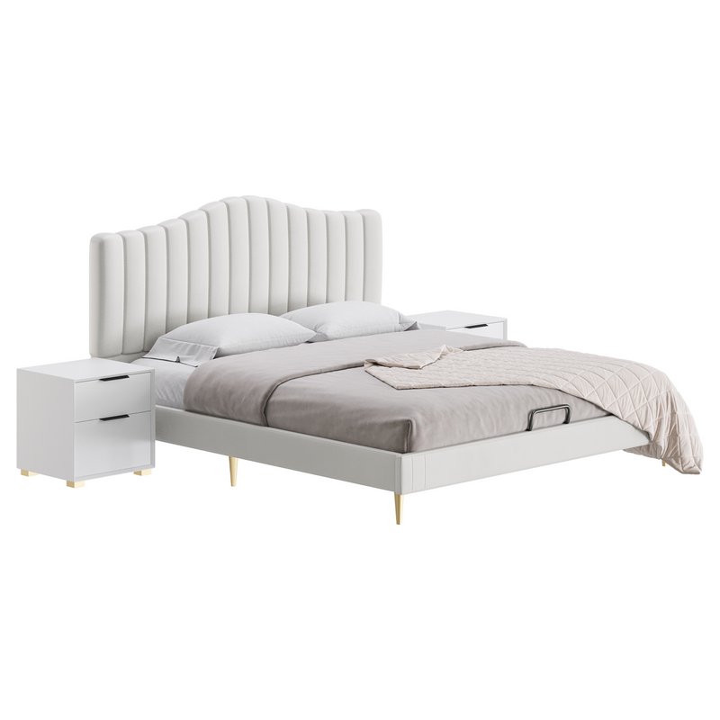 Soild Wood Bed with Camelback Panel Headboard - Image 2