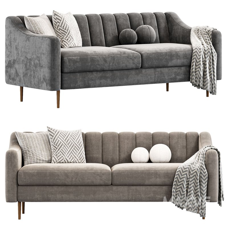 Olive Sofa Wood Legs By Westelm - Image 3