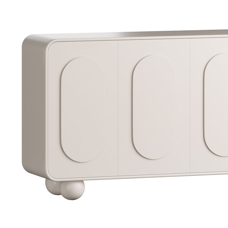 White Solid and Manufactured Wood Sideboard Credenza - Image 3