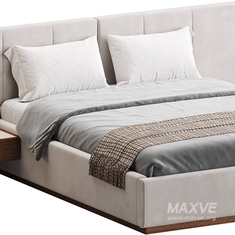 American Queen Size Bed Offered in Velvet with Floating Nightstands - Image 4