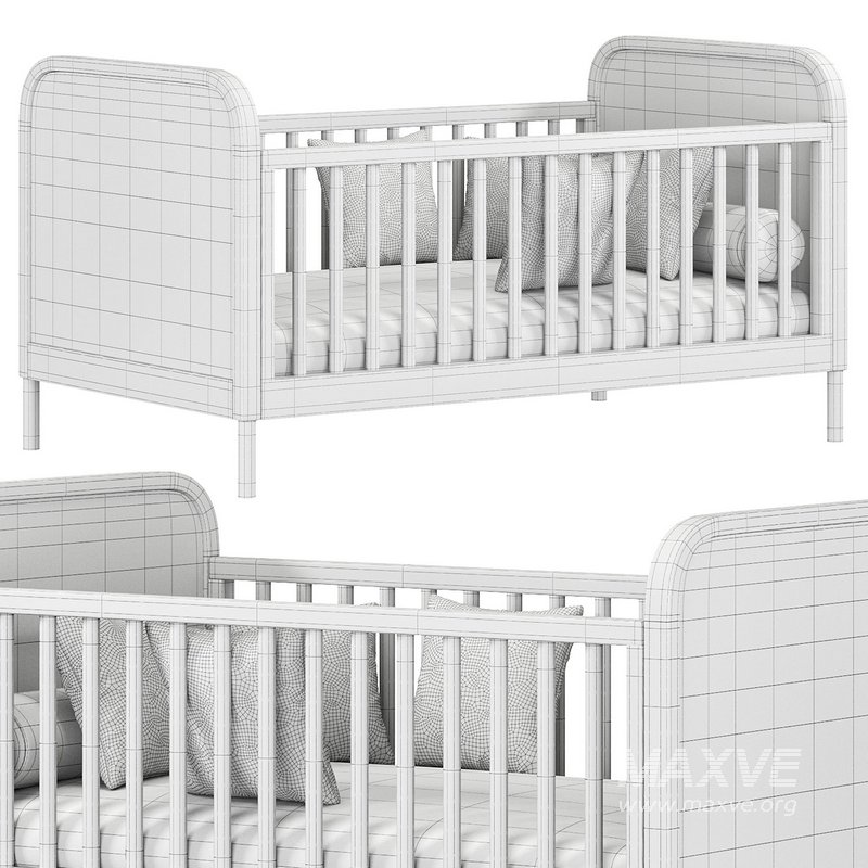 Maren White and Cane Baby Crib By Crateandbarrel - Image 3