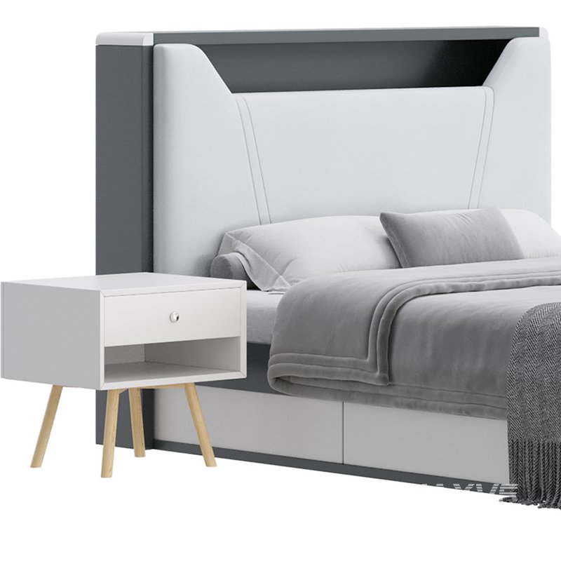 Gray Faux Leather Upholstered Bed - Image 3