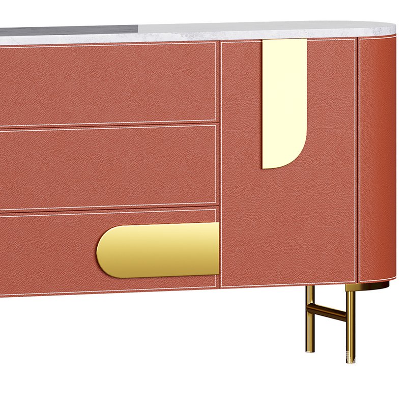 Modern Metal Sideboard Credenza with Three Drawers Narrow Size - Image 3