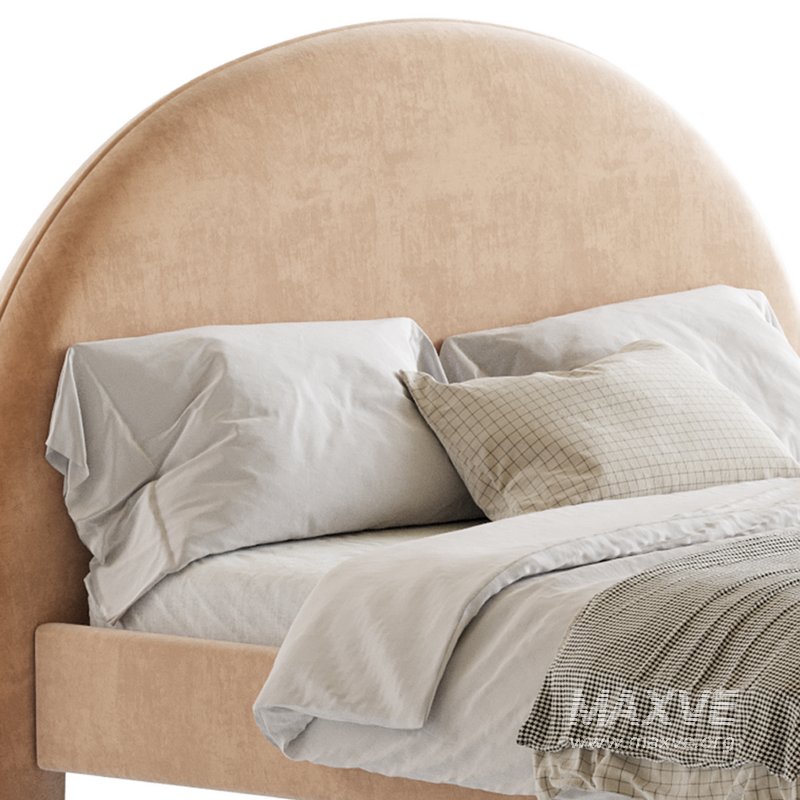 Desirae Flannelette Round Shaped Headboard Bed Frame King - Image 3