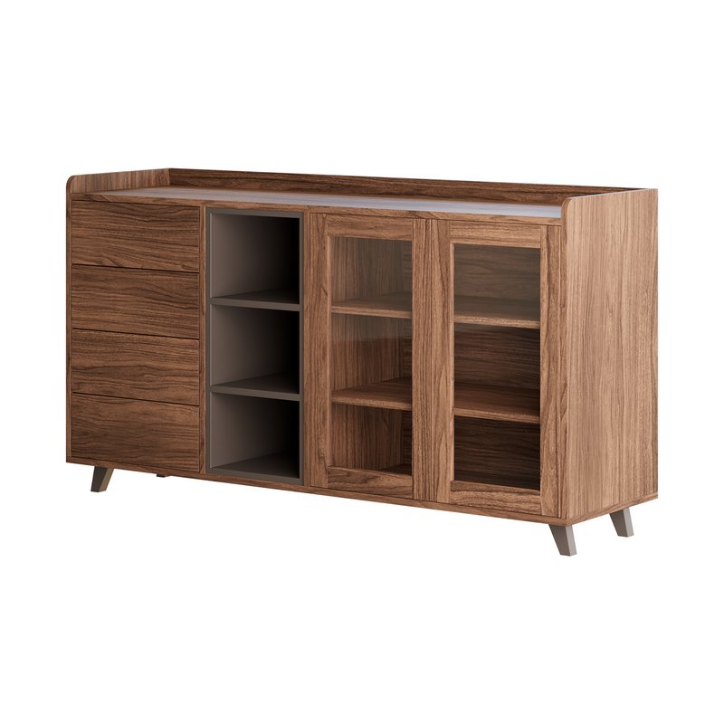 Asian Brown Wood Sideboard - Image 4