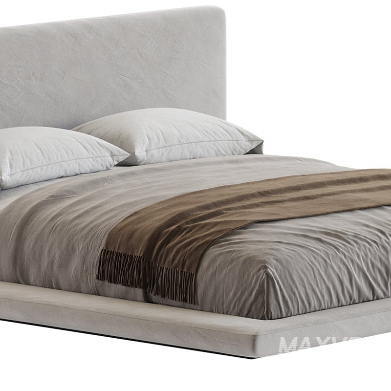 Cesar Suede Fabric Contemporary Minimalist Bed - Image 4