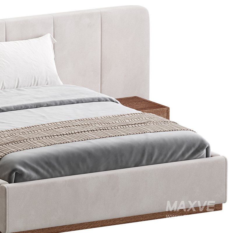 American Queen Size Bed Offered in Velvet with Floating Nightstands - Image 3