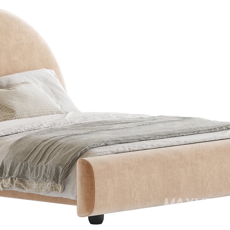 Desirae Flannelette Round Shaped Headboard Bed Frame King - Image 4