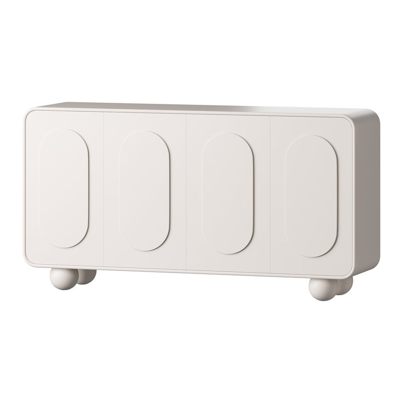 White Solid and Manufactured Wood Sideboard Credenza - Image 4