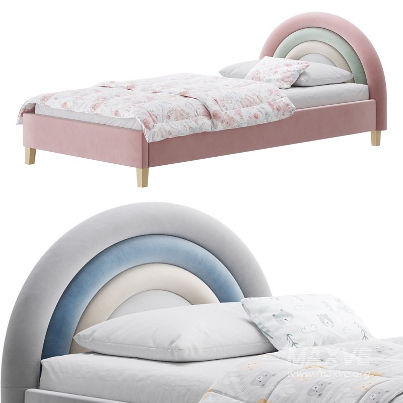 Rainbow Kids Velvet Finish Bed - Image 2