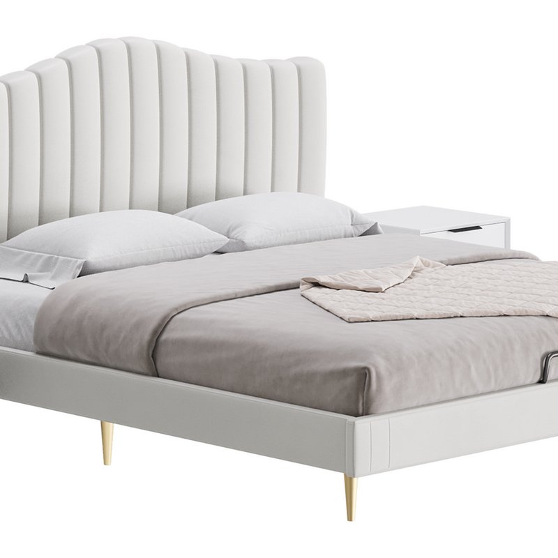 Soild Wood Bed with Camelback Panel Headboard - Image 3