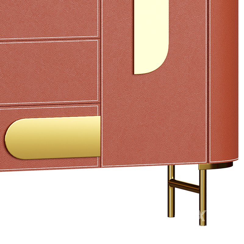 Modern Metal Sideboard Credenza with Three Drawers Narrow Size - Image 2