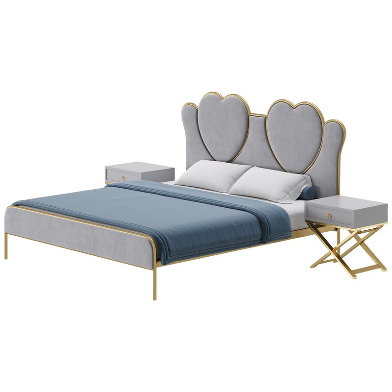 Glam Upholstered Headboard Bed - Image 5