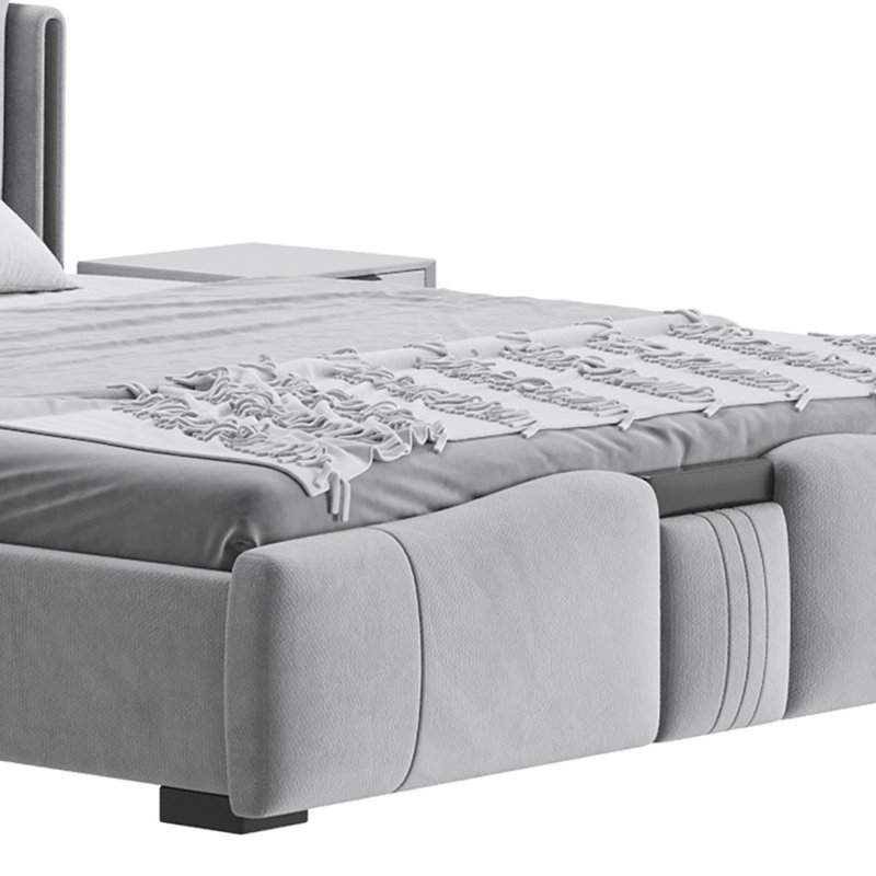 Modern Wingback Upholstered Headboard Bed - Image 6