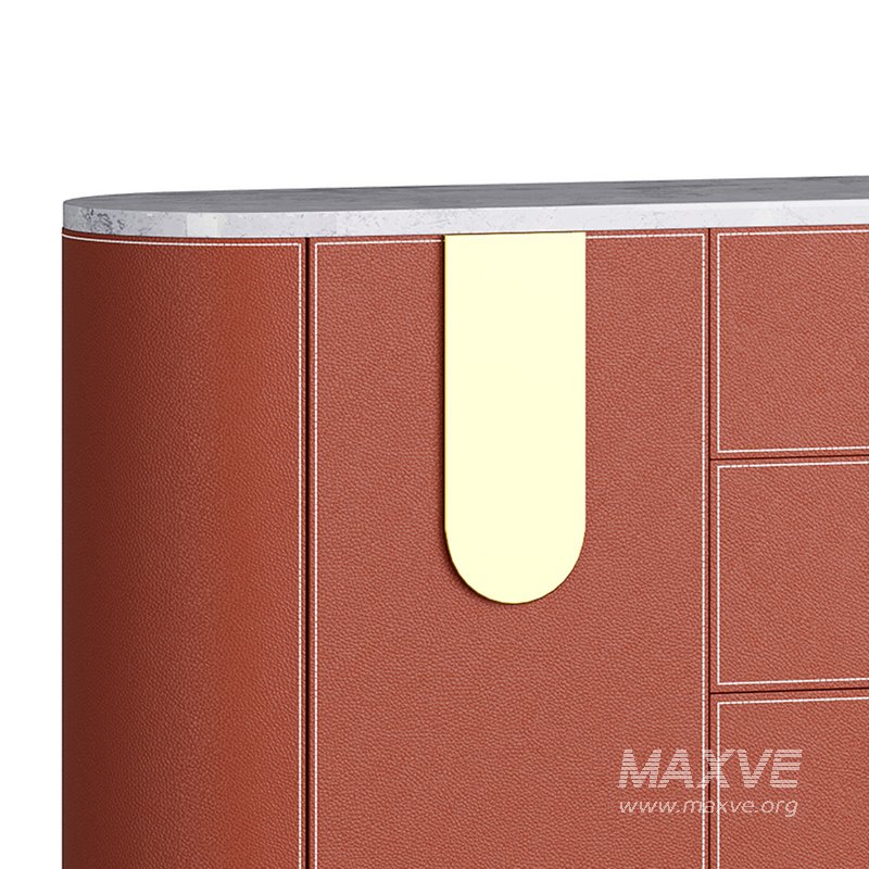 Modern Metal Sideboard Credenza with Three Drawers Narrow Size - Image 5