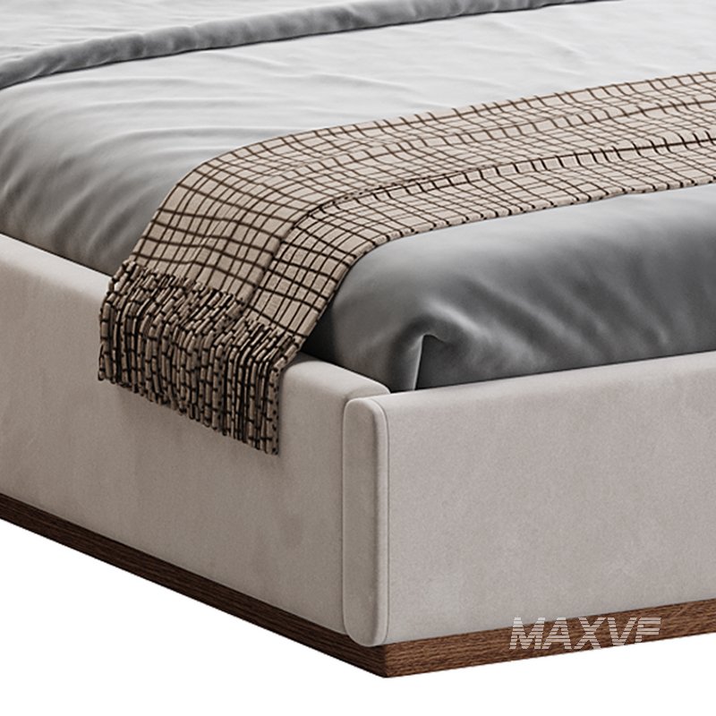 American Queen Size Bed Offered in Velvet with Floating Nightstands - Image 5