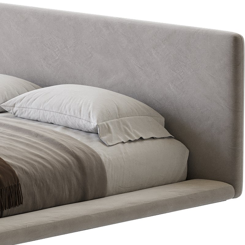 Cesar Suede Fabric Contemporary Minimalist Bed - Image 6