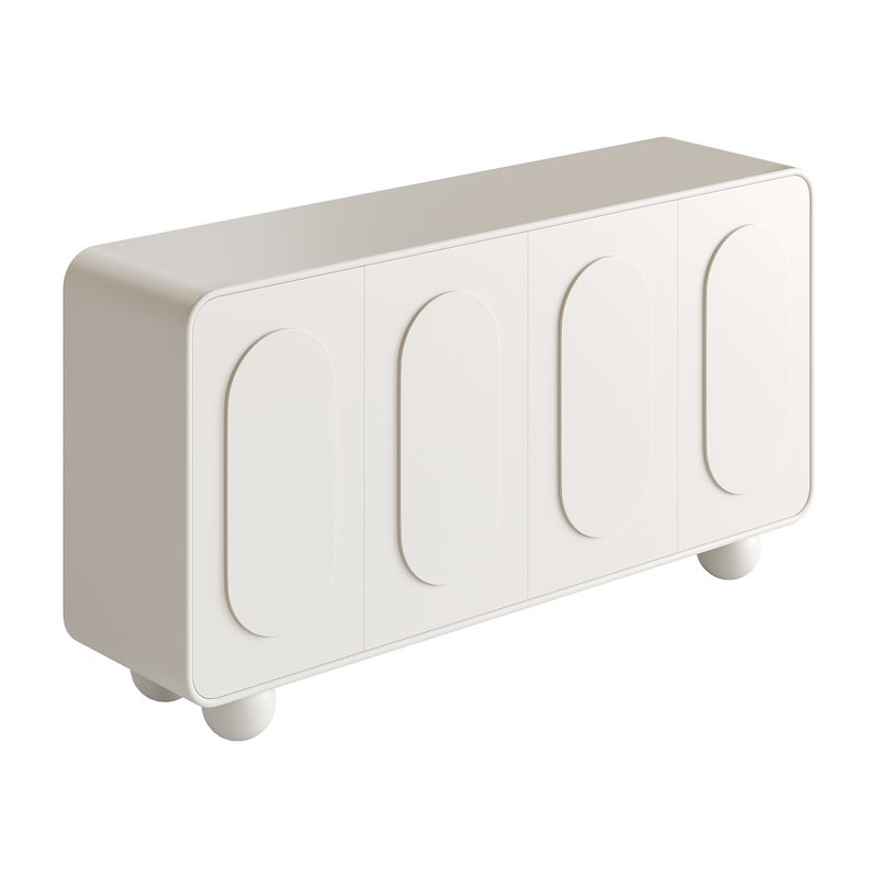 White Solid and Manufactured Wood Sideboard Credenza - Image 6