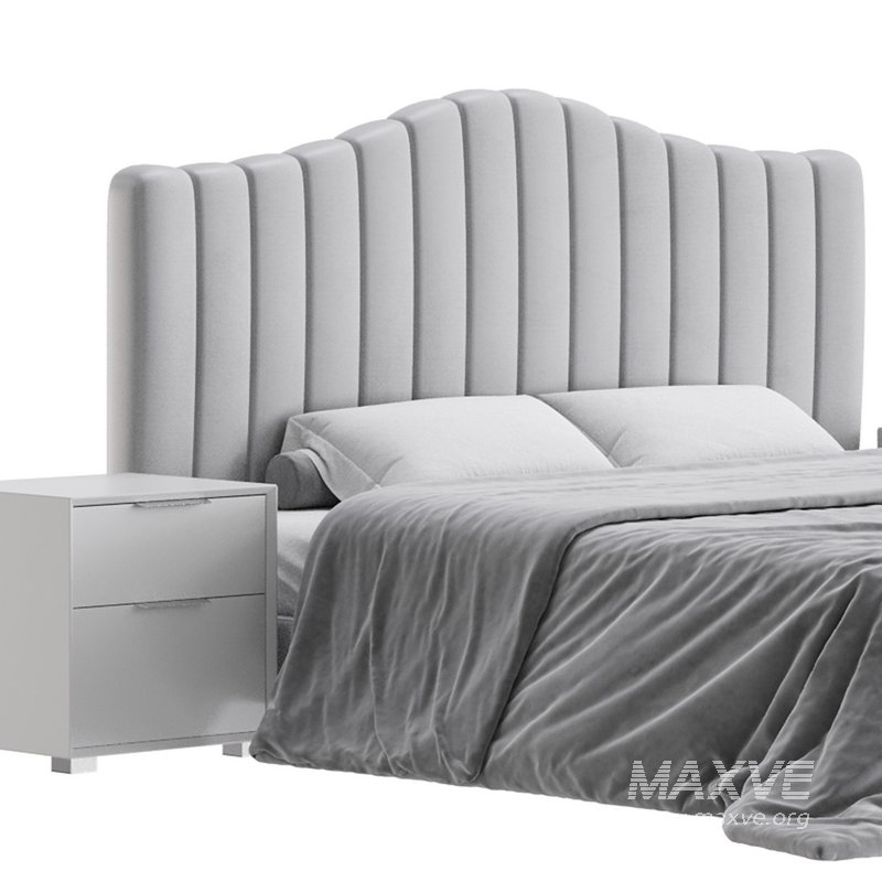Soild Wood Bed with Camelback Panel Headboard - Image 6