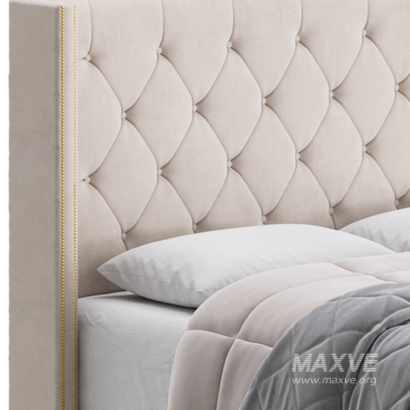 Fabric Low Profile Double Bed Frame with Nail Snaps - Image 6