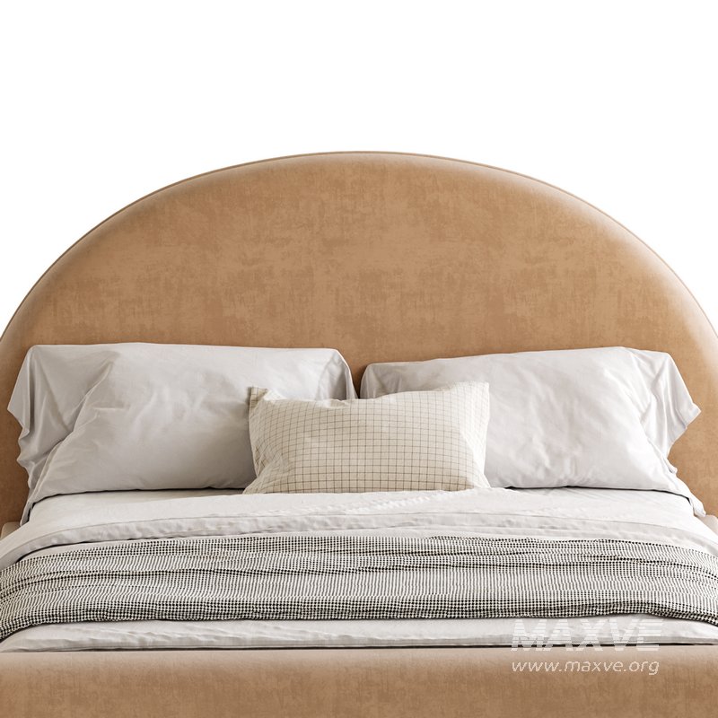 Desirae Flannelette Round Shaped Headboard Bed Frame King - Image 6