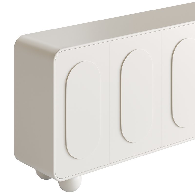 White Solid and Manufactured Wood Sideboard Credenza - Image 7