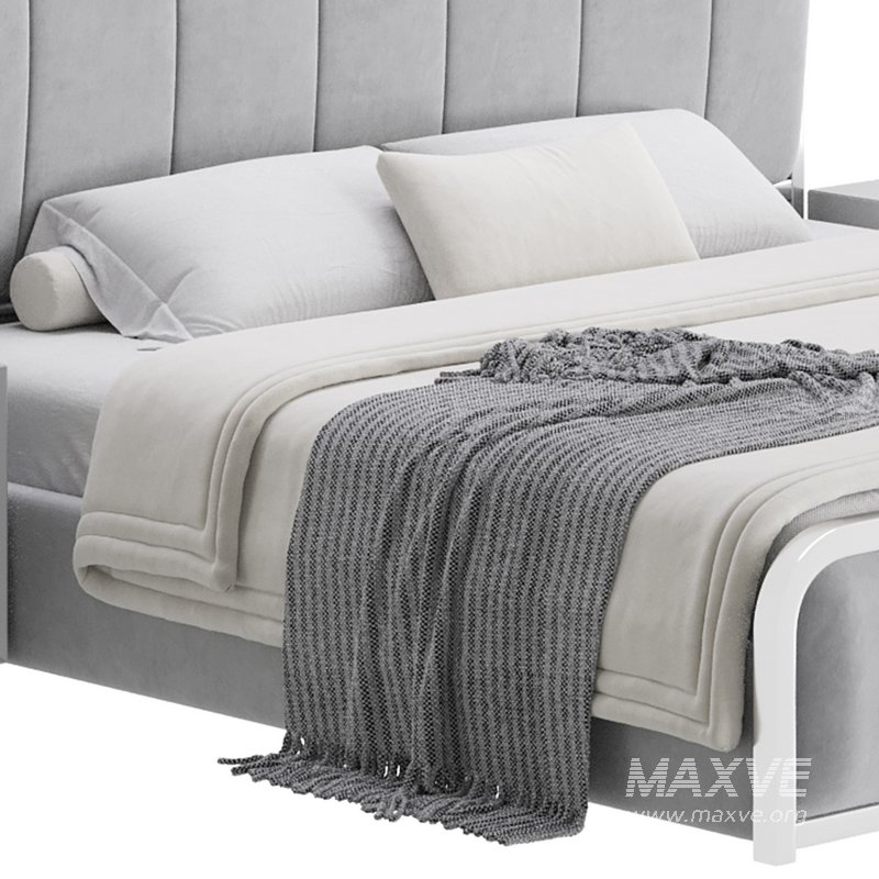 White Upholstered Bed with Headboard - Image 8