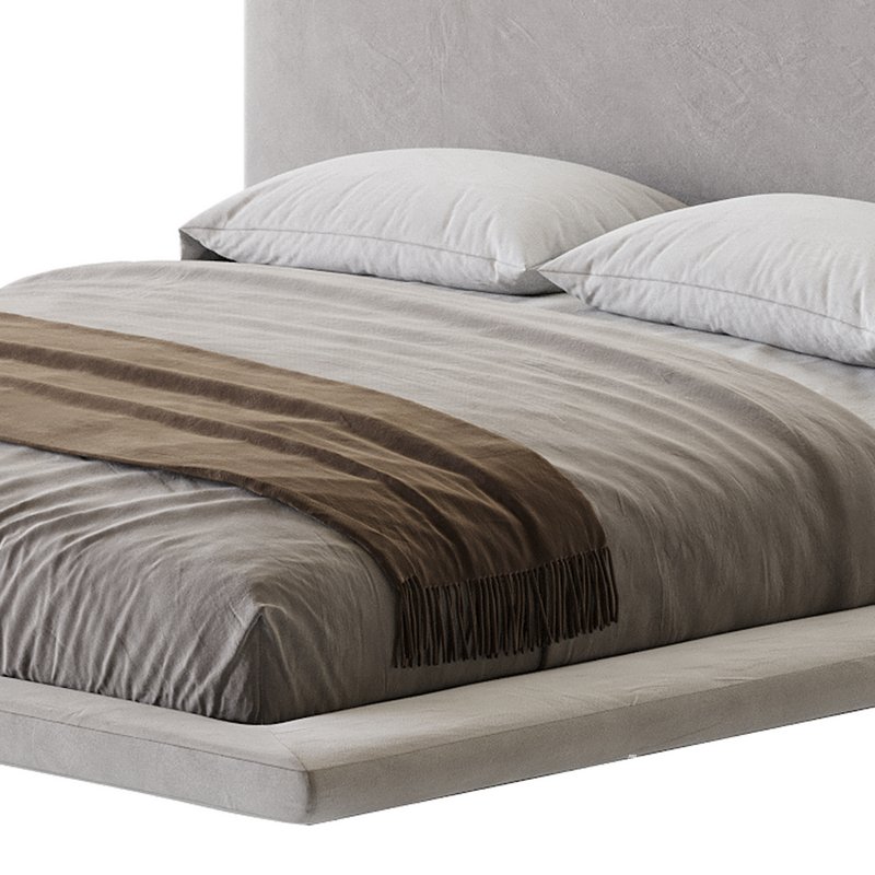 Cesar Suede Fabric Contemporary Minimalist Bed - Image 7