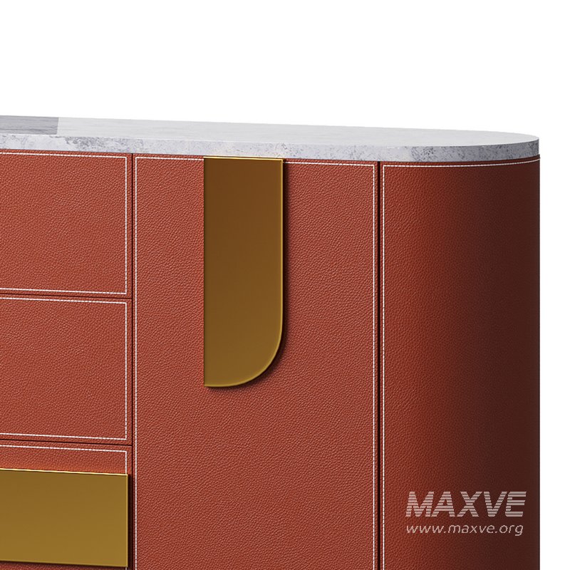 Modern Metal Sideboard Credenza with Three Drawers Narrow Size - Image 7