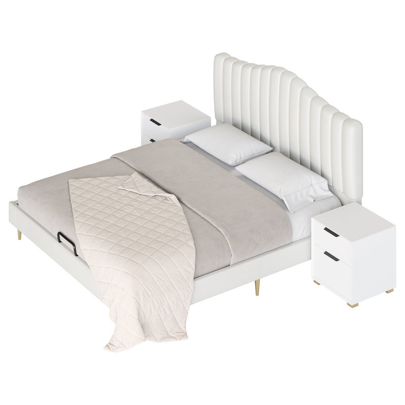 Soild Wood Bed with Camelback Panel Headboard - Image 8