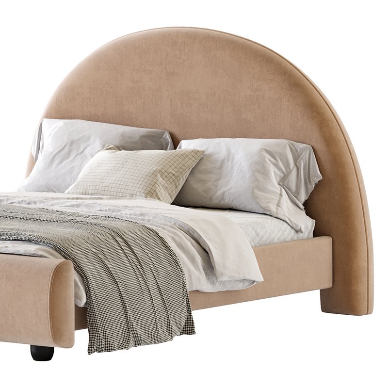 Desirae Flannelette Round Shaped Headboard Bed Frame King - Image 8