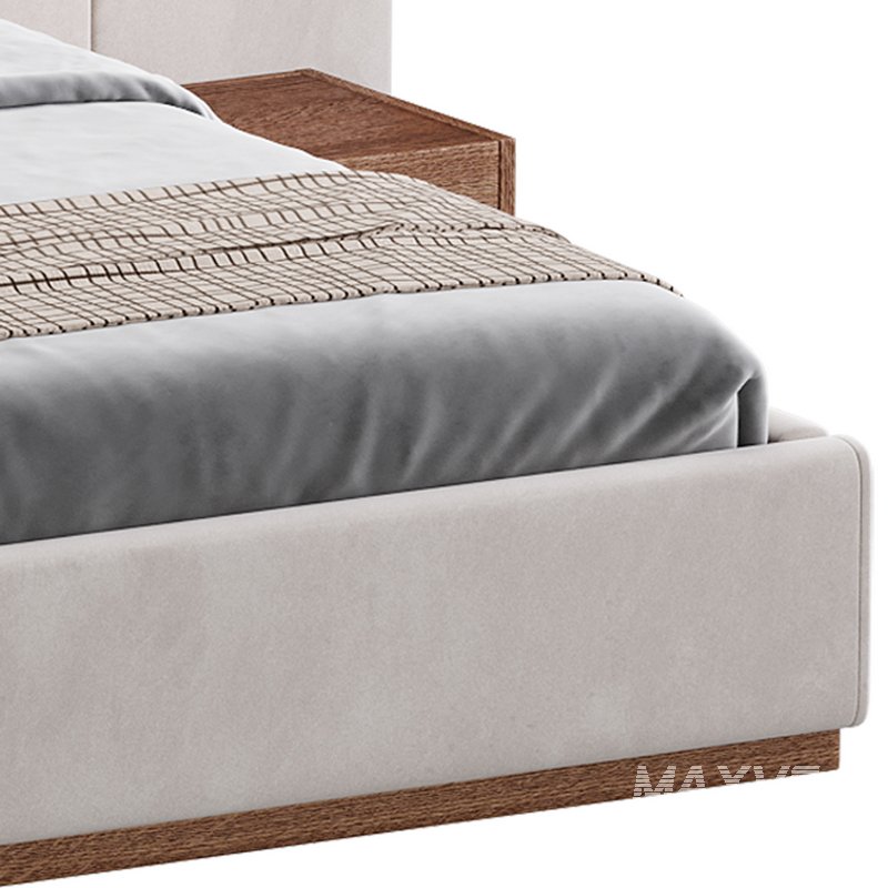 American Queen Size Bed Offered in Velvet with Floating Nightstands - Image 8